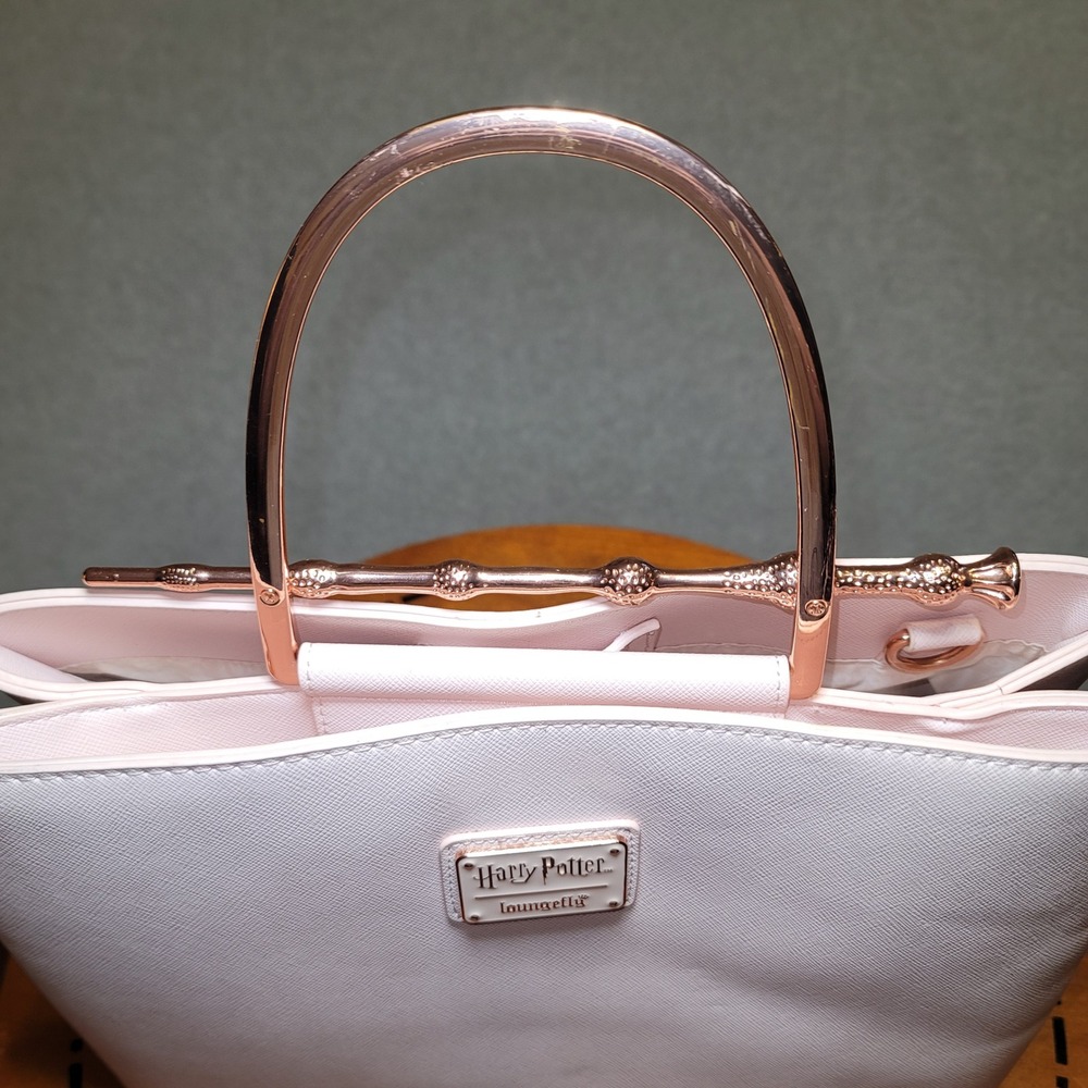 Loungefly Harry Potter Deathly Hallows Elder Wand Pink Satchel Handbag Rose Gold - Picture 4 of 16